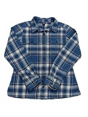 Patagonia Womens Long Sleeved Fjord Flannel Shirt Blue Plaid Size 4